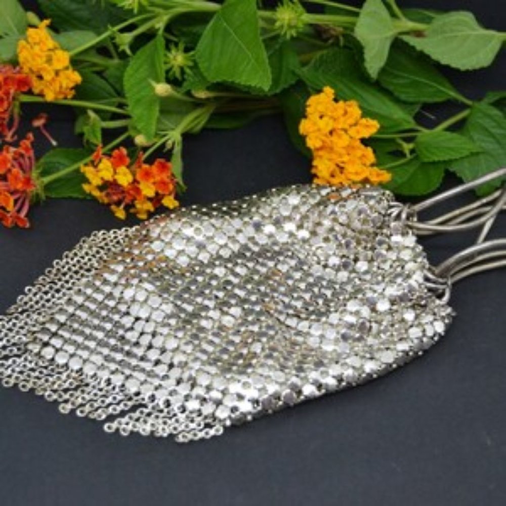 Vintage Silver Mesh Party Bag